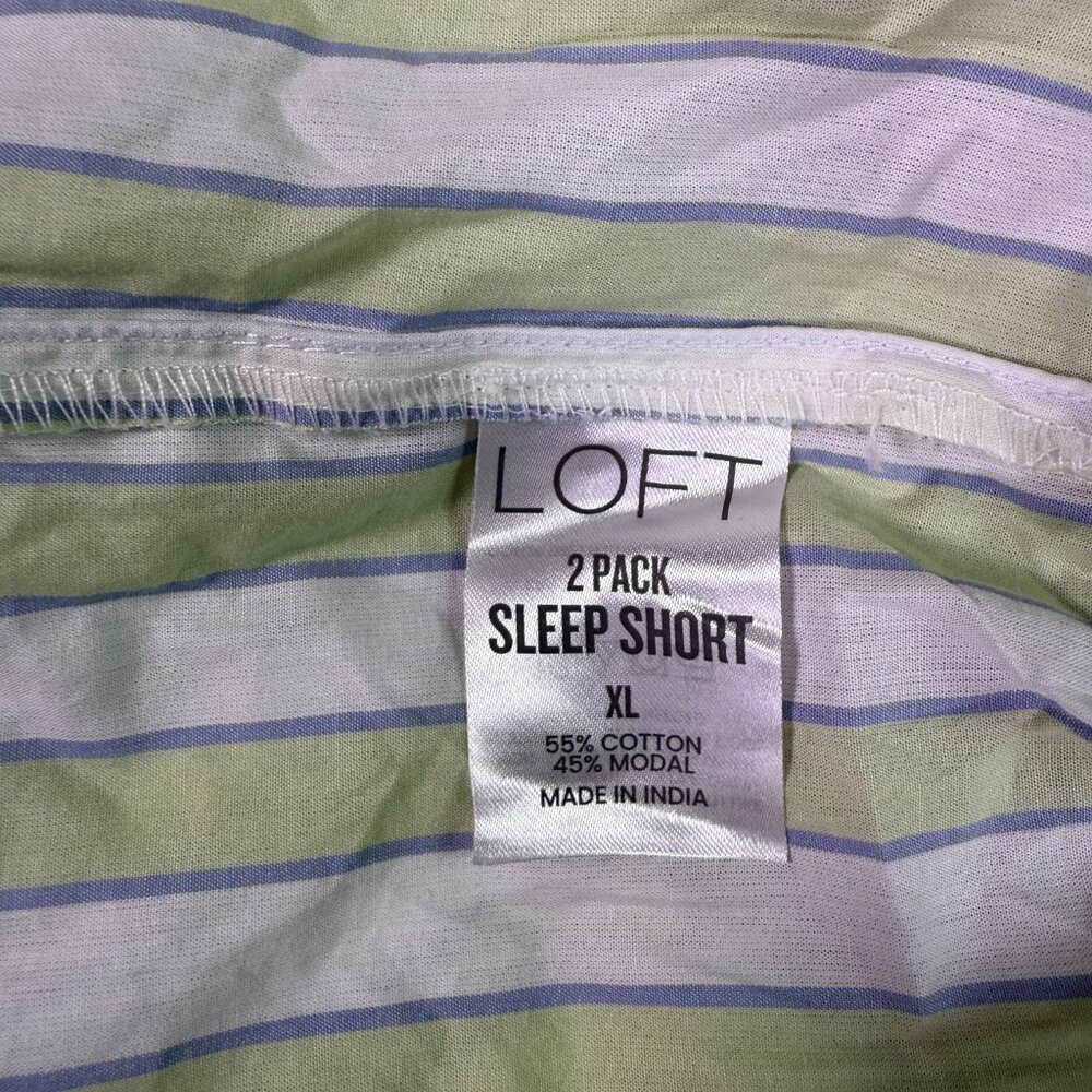 Loft Ann Taylor Sleep Shorts Women’s XL Green Striped NWT E918 - Picture 4 of 10